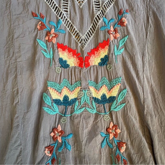 JOHNNY WAS Vara Blouse Top Cupra Rayon Embroidered Cut Out Ladder Lace Boho - Picture 4 of 15